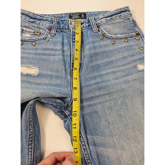Annie high rise girlfriend 24 00 Abercrombie destroyed jeans with studs grunge - Picture 6 of 7